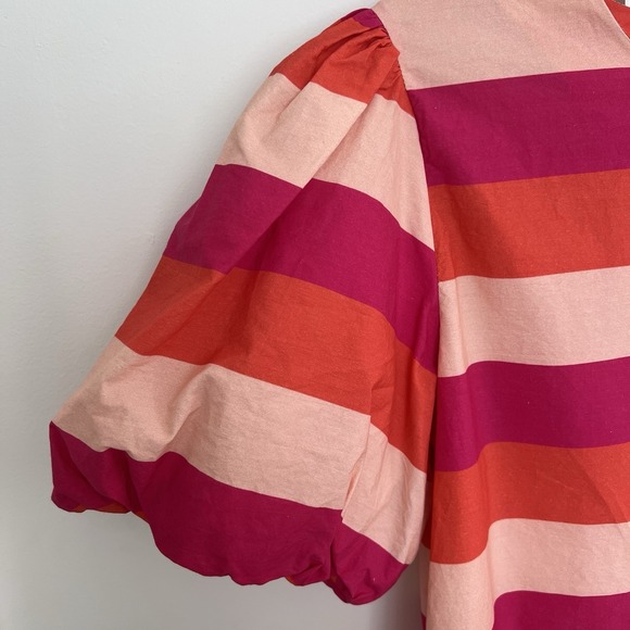 Olivia James The Label Bellini Stripe Louise Dress,Puff Sleeve,Preppy Sz L India - Picture 4 of 11